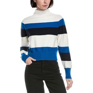 Brodie Cashmere Womens  Mock Neck Cashmere-Blend Sweater, Blue